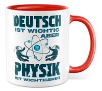 Tasse physique avec inscription en allemand - Cadeau allemand est important mais la physique est plus importante - Tasse à café 330 ml en céramique - Pour enseignant, école, bureau