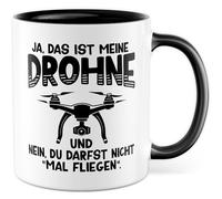Tasse pilote de drone avec inscription en allemand - Cadeau Oui, c'est mon drone, et nein du darfst nicht mal fliegen - Tasse à café en céramique 330 ml - Idée cadeau drone