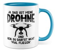 Tasse pilote de drone avec inscription en allemand - Cadeau Oui, c'est mon drone, et nein du darfst nicht mal fliegen - Tasse à café en céramique 330 ml - Idée cadeau drone