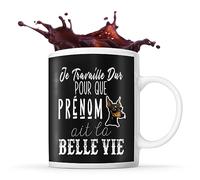 Tasse Pinscher Je travaille dur Prénom Nom Personnalisable | Mug Café Thé Idée Cadeau Personnalisé Homme Femme Original pour propriétaire de chien