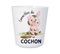 Tasse Plastique Incassable Enfant et Adulte - Caractère de Cochon Humour Expression - Mug Polymère Résistante aux Chocs - Idéal Maison, École, Camping et Pique-Nique - Imprimé en France