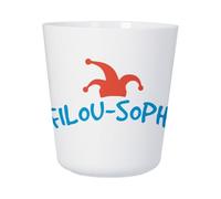 Tasse Plastique Incassable Enfant et Adulte - Filou-Sophe Philosophe Humour Jeu de Mot - Mug Polymère Résistante aux Chocs - Idéal Maison, École, Camping et Pique-Nique - Imprimé en France