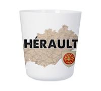 Tasse Plastique Incassable Enfant et Adulte - Hérault 34 Département Montpellier Carte Ancienne Occitanie - Mug Polymère Résistante aux Chocs - Idéal Maison, École, Camping et Pique-Nique - Imprimé