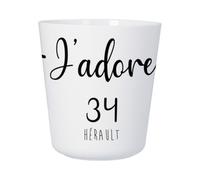 Tasse Plastique Incassable Enfant et Adulte - J'Adore 34 Herault Departement France Region Montpellier - Mug Polymère Résistante aux Chocs - Idéal Maison, École, Camping et Pique-Nique - Imprimé en