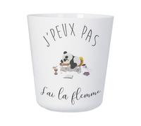 Tasse Plastique Incassable Enfant et Adulte - J'Peux Pas J'Ai La Flemme Humour Dessin Panda Avachi sur Bureau Animaux - Mug Polymère Résistante aux Chocs - Idéal Maison, École, Camping et Pique-Nique