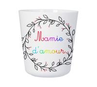 Tasse Plastique Incassable Enfant et Adulte - Mamie D'Amour Frise Fleur Multicolore Grand Mere - Mug Polymère Résistante aux Chocs - Idéal Maison, École, Camping et Pique-Nique - Imprimé en France