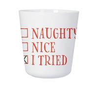 Tasse Plastique Incassable Enfant et Adulte - Naughty - Nice - I tried Christmas Winter Santa Gift - Mug Polymère Résistante aux Chocs - Idéal Maison, École, Camping et Pique-Nique - Imprimé en France