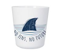Tasse Plastique Incassable Enfant et Adulte - No Fins, No Future Ecology Shark Sea - Mug Polymère Résistante aux Chocs - Idéal Maison, École, Camping et Pique-Nique - Imprimé en France