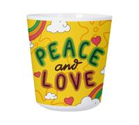Tasse Plastique Incassable Enfant et Adulte - Peace and Love Arc en Ciel Hippie Psychedelique 70's Couleurs - Mug Polymère Résistante aux Chocs - Idéal Maison, École, Camping et Pique-Nique - Imprimé