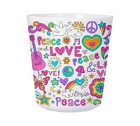Tasse Plastique Incassable Enfant et Adulte - Peace Love Guitares Hippie Psychedelique 70's Couleurs - Mug Polymère Résistante aux Chocs - Idéal Maison, École, Camping et Pique-Nique - Imprimé en