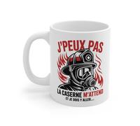 Tasse Pompier 325ml J’peux pas la Caserne m’attend Mug Héros Feu Casque Brigade Cadeau Courage Incendie