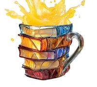 Tasse pour amateurs de livres - Tasse peinte | Tasses à café fantaisie | Tasses à jus avec poignée | Tasse vintage | Vaisselle esthétique pour études, librairie, amateurs de littérature, cuisine