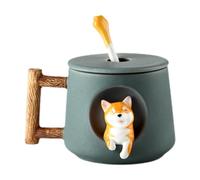 Tasse pour chiens : tasse à café chien, tasse à thé avec cuillère, tasse à thé avec cuillère photo 420 ml Tasse en céramique de chien créative, jolie tasse à café de couple, cuillère à couvercle