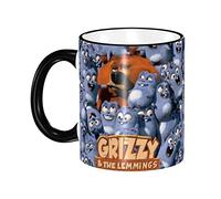 Tasse pour Grizzy et les Lemmings Tasse à café imprimée double face Tasse en céramique blanche Tasse à thé pour les vacances de Noël - 11 oz