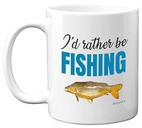 Tasse pour homme avec inscription « I'd rather be fishing » - Cadeau fantaisie pour papa grand-père, cadeau d'anniversaire pour lui ou elle, 325 ml - Passe au lave-vaisselle et au micro-ondes - Fabriqué au Royaume-Uni