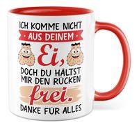 Tasse pour partenaire avec inscription en allemand « Geschenk Ich komme nicht aus deinem Ei, doch du hältst mir den Rücken frei. Danke für Alles » - Tasse à café 330 ml en céramique - Tasse à café