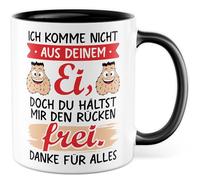 Tasse pour partenaire avec inscription en allemand « Geschenk Ich komme nicht aus deinem Ei, doch du hältst mir den Rücken frei. Danke für Alles » - Tasse à café 330 ml en céramique - Tasse à café