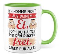 Tasse pour partenaire avec inscription en allemand « Geschenk Ich komme nicht aus deinem Ei, doch du hältst mir den Rücken frei. Danke für Alles » - Tasse à café 330 ml en céramique - Tasse à café