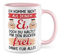 Tasse pour partenaire avec inscription en allemand « Geschenk Ich komme nicht aus deinem Ei, doch du hältst mir den Rücken frei. Danke für Alles » - Tasse à café 330 ml en céramique - Tasse à café