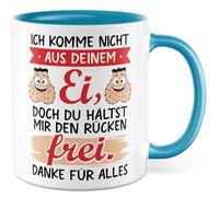 Tasse pour partenaire avec inscription en allemand « Geschenk Ich komme nicht aus deinem Ei, doch du hältst mir den Rücken frei. Danke für Alles » - Tasse à café 330 ml en céramique - Tasse à café