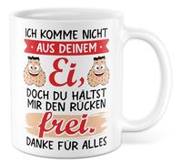 Tasse pour partenaire avec inscription en allemand « Geschenk Ich komme nicht aus deinem Ei, doch du hältst mir den Rücken frei. Danke für Alles » - Tasse à café 330 ml en céramique - Tasse à café