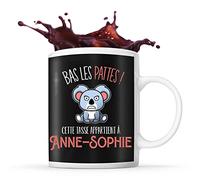 Tasse prénom Anne-Sophie Bas les pattes Koala | Mug Prénom pour femme | Collection Animaux grognon mais mignon