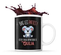 Tasse prénom Giulia Bas les pattes Koala | Mug Prénom pour femme | Collection Animaux grognon mais mignon