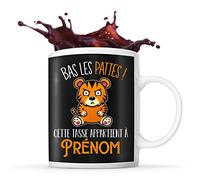 Tasse Prénom personnalisable Tigre bas les pattes | Mug café ou thé idée cadeau personnalisé drôle et original pour collègue de travail famille et amis