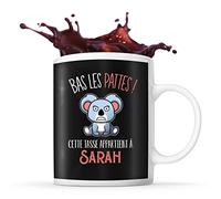 Tasse prénom Sarah Bas les pattes Koala | Mug Prénom pour femme | Collection Animaux grognon mais mignon