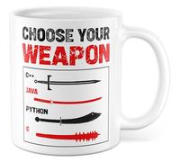 Tasse programmeur avec inscription en allemand - Cadeau Choose your weapon C++ Java Python C - Tasse à café 330 ml en céramique - Informatique IT Nerd Technik collègue ami