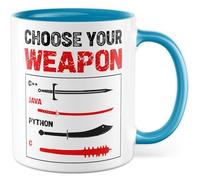 Tasse programmeur avec inscription en allemand - Cadeau Choose your weapon C++ Java Python C - Tasse à café 330 ml en céramique - Informatique IT Nerd Technik collègue ami