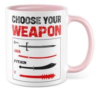 Tasse programmeur avec inscription en allemand - Cadeau Choose your weapon C++ Java Python C - Tasse à café 330 ml en céramique - Informatique IT Nerd Technik collègue ami