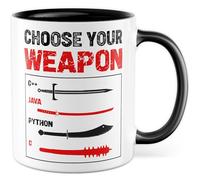 Tasse programmeur avec inscription en allemand - Cadeau Choose your weapon C++ Java Python C - Tasse à café 330 ml en céramique - Informatique IT Nerd Technik collègue ami