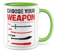 Tasse programmeur avec inscription en allemand - Cadeau Choose your weapon C++ Java Python C - Tasse à café 330 ml en céramique - Informatique IT Nerd Technik collègue ami
