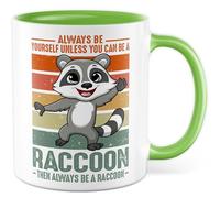 Tasse raton laveur avec inscription en allemand « Geschenk Always be yourself unless you can be a raccoon then always be a raccoon » - Tasse à café 330 ml en céramique - Ironie, sarcasme, humour