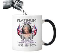 Tasse reine Elizabeth II - Tasse de café en céramique de couleur sensible à la chaleur, British Royal Family Portrait Tea Cup, Collectable Royal Subserg | Cadeau pour les fans, bureau, cuisine,
