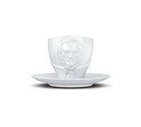Tasse Richard Wagner avec sous tasse en porcelaine blanche