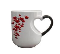 Tasse romantique en céramique changeant de couleur | Tasse à changement de chaleur avec poignée en forme de cœur pour femmes, hommes, adolescents, famille, lieu de travail