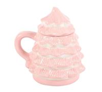 Tasse rose en forme de sapin de Noël - Verre festif en céramique avec motif d'arbre unique, capacité de 355 ml, cadeau parfait pour les amateurs de Noël