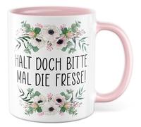 Tasse sarcasme avec inscription en allemand « Geschenk Halt doch bitte mal die Fresse! » Tasse à café 330 ml en céramique - Humour Ironie Dark Humour