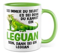 Tasse sarcasme avec inscription en allemand « Geschenk Sei immer du selbst, es sei denn du kannst ein Leguane sein, dann sei ein iguane » - Tasse à café 330 ml en céramique - Iguane Animal collègue