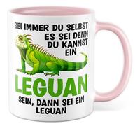 Tasse sarcasme avec inscription en allemand « Geschenk Sei immer du selbst, es sei denn du kannst ein Leguane sein, dann sei ein iguane » - Tasse à café 330 ml en céramique - Iguane Animal collègue