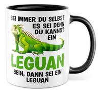 Tasse sarcasme avec inscription en allemand « Geschenk Sei immer du selbst, es sei denn du kannst ein Leguane sein, dann sei ein iguane » - Tasse à café 330 ml en céramique - Iguane Animal collègue