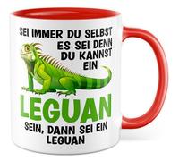 Tasse sarcasme avec inscription en allemand « Geschenk Sei immer du selbst, es sei denn du kannst ein Leguane sein, dann sei ein iguane » - Tasse à café 330 ml en céramique - Iguane Animal collègue