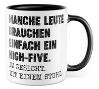 Tasse Sarcasme Cadeau Certaines personnes ont juste besoin d'un high-five. Sur le visage. Avec une chaise, tasse à café humour sombre travail bureau collègue idée cadeau petit ami petite amie tasse à