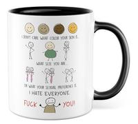 Tasse Sarcasme Cadeau I don't care what color your skin is... I hate everyone, tasse à café humour queer Dark humour LGBTQ Provocation Déclaration Idée Cadeau collègue Bureau Tasse à café