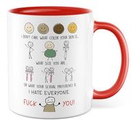 Tasse Sarcasme Cadeau I don't care what color your skin is... I hate everyone, tasse à café humour queer Dark humour LGBTQ Provocation Déclaration Idée Cadeau collègue Bureau Tasse à café