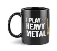 Tasse saxophone, je joue du heavy metal, saxophone, saxophoniste, tasse à café, 325 ml, tasses mignonnes en céramique, tasses amusantes, pour les amateurs et les collectionneurs de café