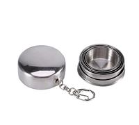 Tasse Se Pliante 240ML / 140ML / 75ML Tasse Télescopique d'acier Inoxydable Verre à Vin de Porte-clés Prime Empilable Potable en plein air télescopique camping bouteille pliant contenants d'eau (S)