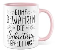 Tasse secrétaire avec inscription en allemand « Geschenk Ruhe bewahren die Secrétaire regelt das » - Tasse à café 330 ml en céramique - Pour travail de bureau, travail